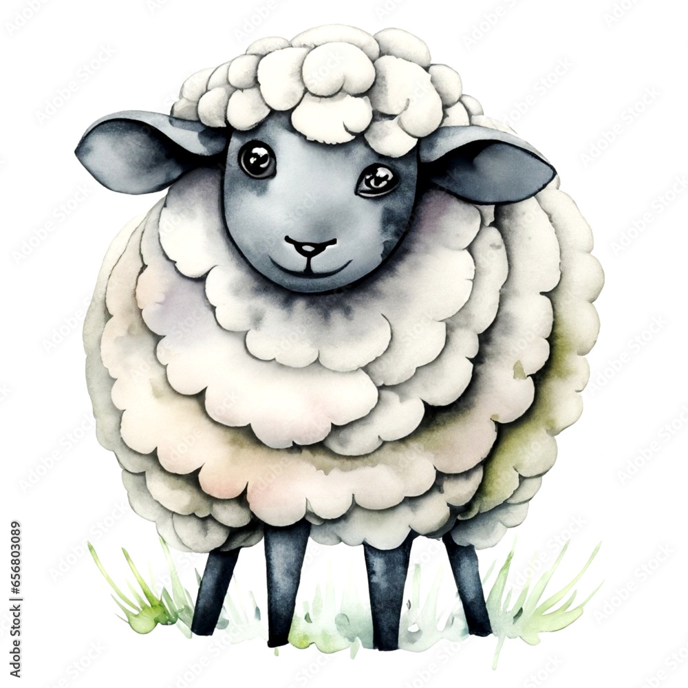Mała owieczka ilustracja - obrazy, fototapety, plakaty 