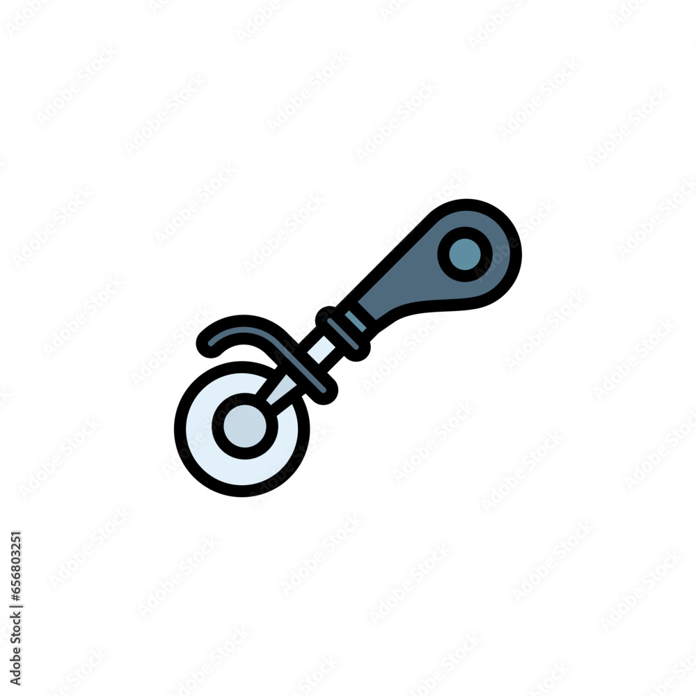 pizza cutter vector icon. bakery icon filled line style. perfect use for logo, presentation, website, and more. simple modern icon design color line style pizza cutter vector icon. bakery icon filled line style. perfect use for logo, presentation, website, and more. simple modern icon design color line style