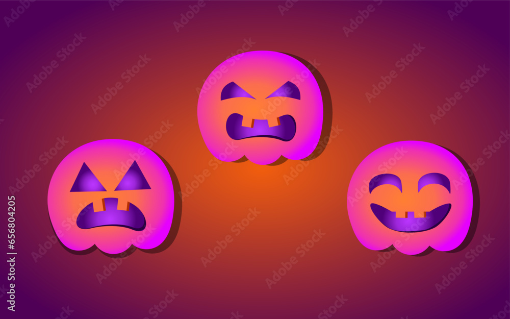 pumpkin halloween terror neon pink orange purple