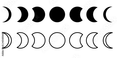 Moon icon. Moon half. Moon phases astronomy icons. Crescent symbol. Vector illustration. EPS 10.