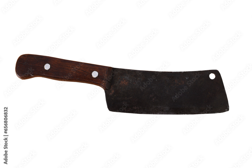 iron cleaver old knife small ax isolated on white background iron cleaver old knife small ax isolated on white background