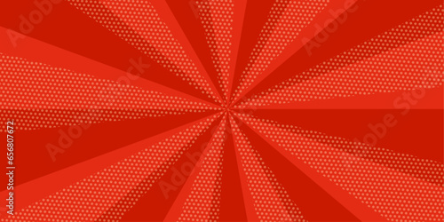 赤色のドット柄のサンバーストの背景イラスト
