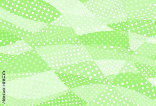ランダムな曲線、水玉模様の背景イラスト_グリーン
