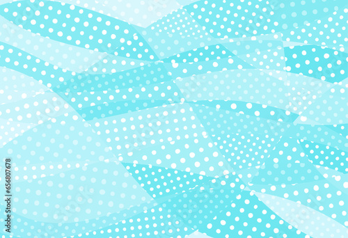 ランダムな曲線、水玉模様の背景イラスト_ブルー
