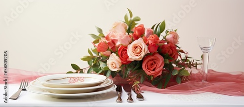 Table arrangement for wedding celebration