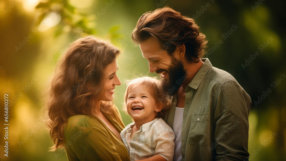 Fototapeta premium happy family in the park