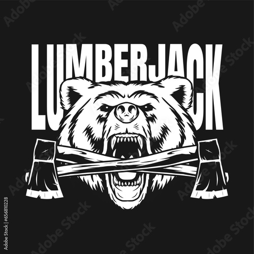 lumberjack with bear mascot logo design