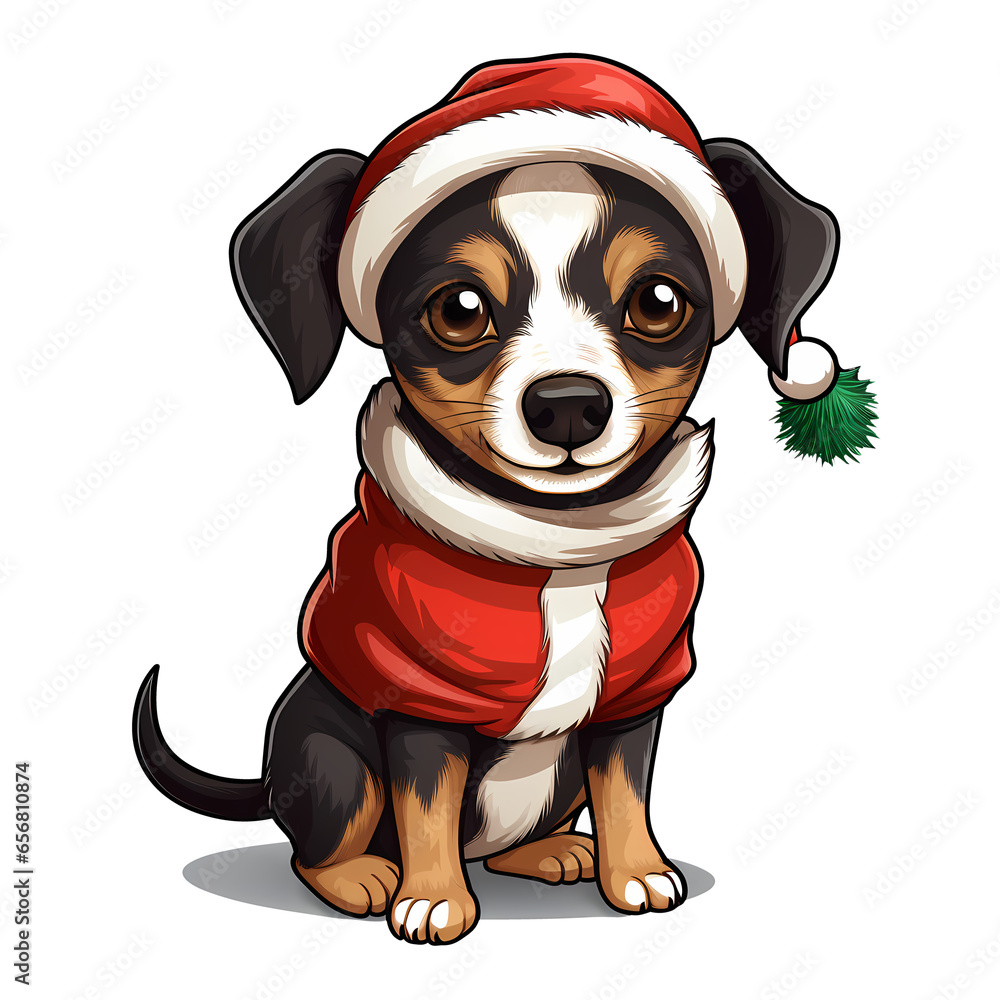 Cute Rat Terrier Christmas Clipart Illustration