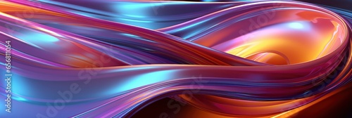 abstract background, metallic iridescent oily pearly helix ribbons, generative AI