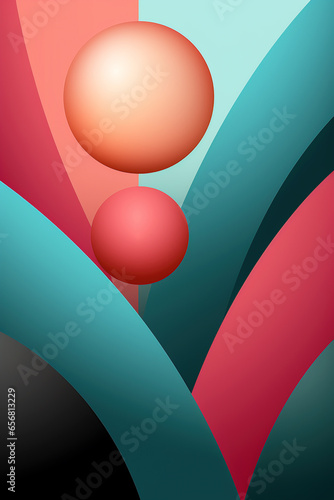 Minimalist geometric pink and turquoise blue shapes as a background.