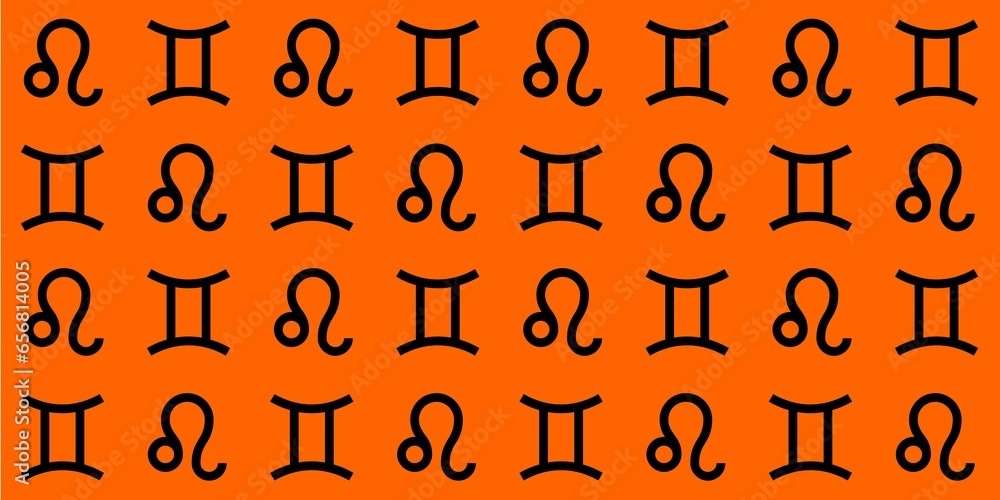 Leo and Gemini orange background vector Leo and Gemini orange background vector