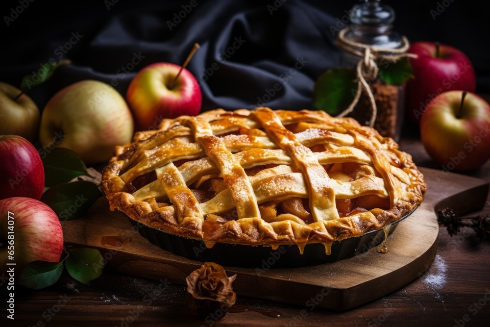 freshly baked apple pie dripping from sides freshly baked apple pie dripping from sides