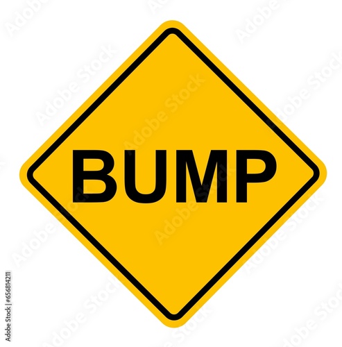 Road bump ahead yellow diamond sign road vector photo