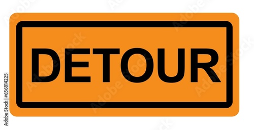 Orange detour sign road vector