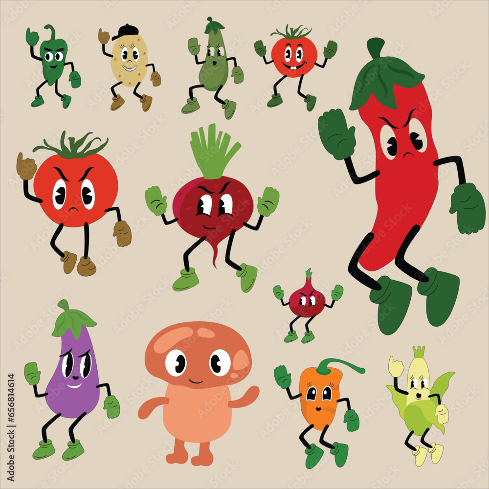 Obraz premium cartoon vegetables