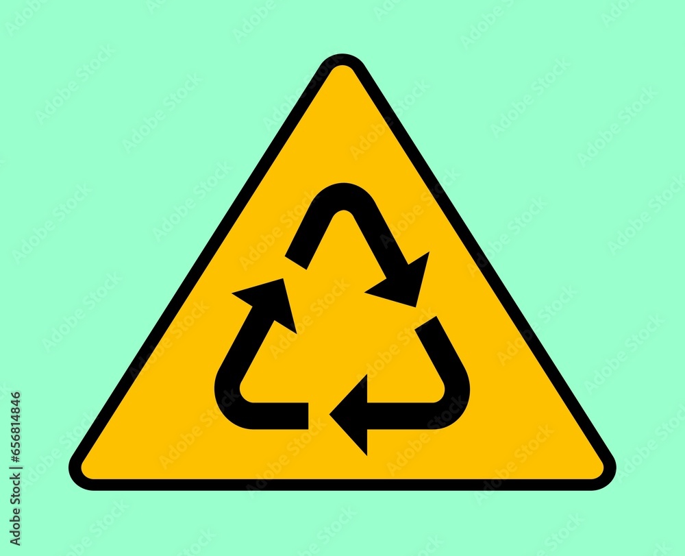 Recycle symbol warning sign background vector Recycle symbol warning sign background vector