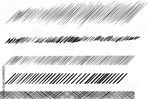 手書きの斜め線のブラシイラストセット