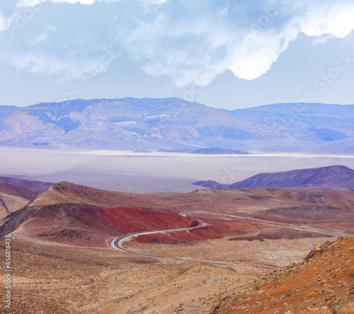 Views of Rainbow Canyon and Panamint Valley via Father Crowley Vista Point. Death Valley National Park, California and Nevada, USA. photo