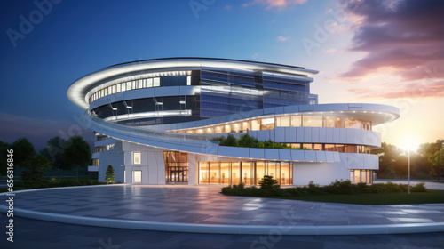 Modern RND building with roof mounted solar system