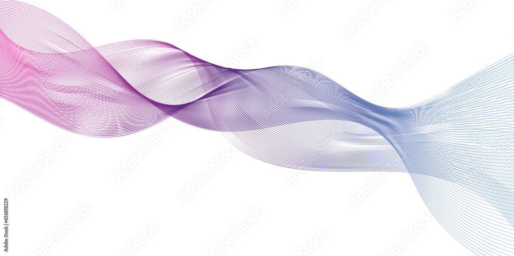 Wave vector element with abstract blue lines. Curve flow motion ...