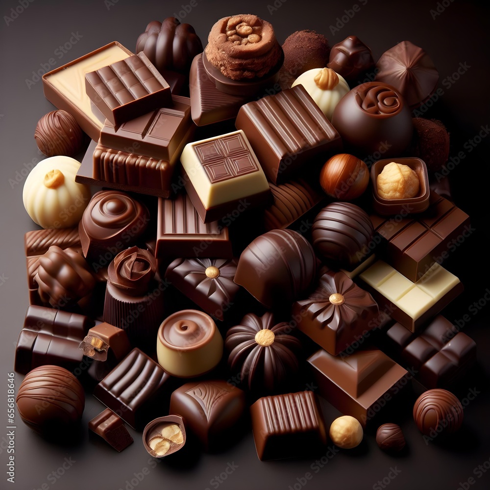 assorted chocolates over black background assorted chocolates over black background
