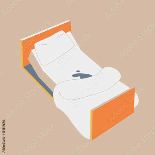 Vector illustration of nursing bed soiled with urine.