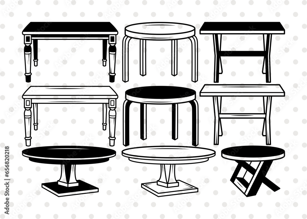 Dining Table SVG, Dining Table Silhouette, Table Svg, Living Room Table