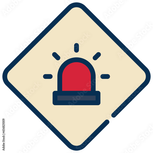 light siren warning beware construction filled outline