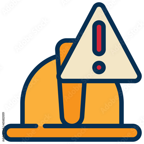 safety hard hat construction beware warning exclamation filled outline