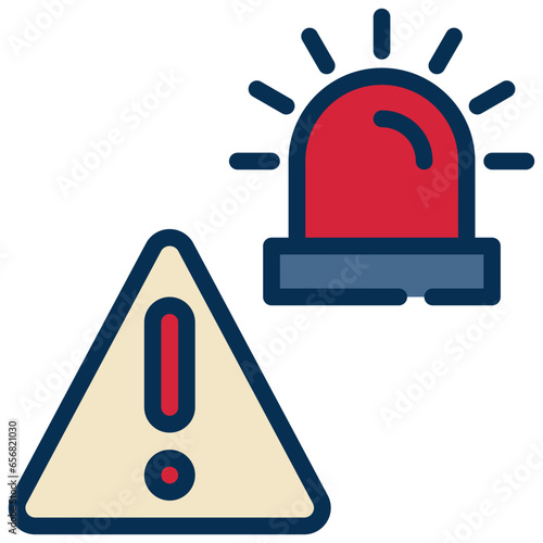 siren light warning beware construction exclamation alert filled outline