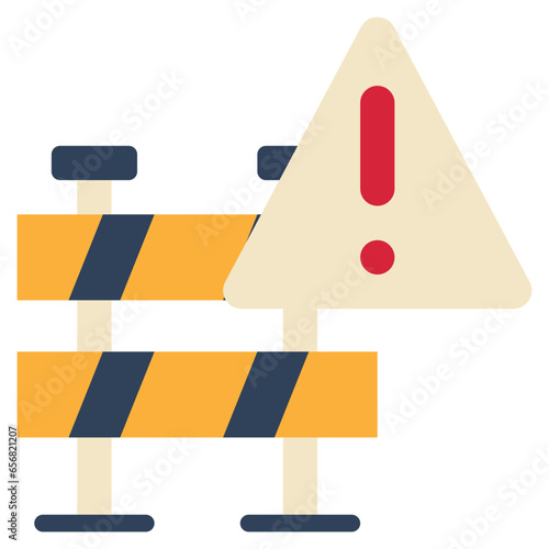 barrier traffic beware alert construction exclamation flat style
