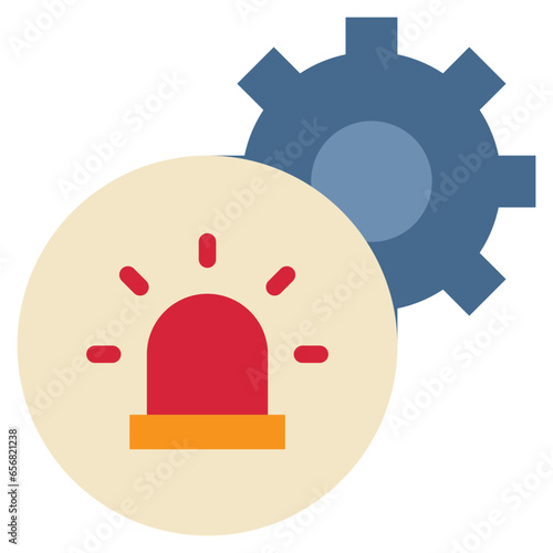 gear construction beware warning siren light flat style