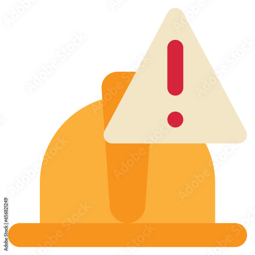safety hard hat construction beware warning exclamation flat style