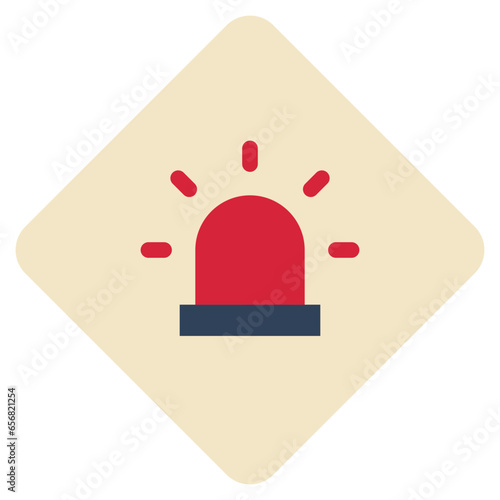 light siren warning beware construction flat style