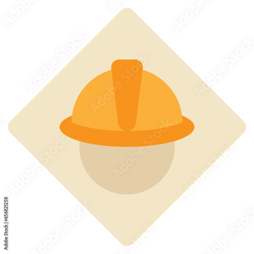 warning beware construction site safety hard hat warning flat style