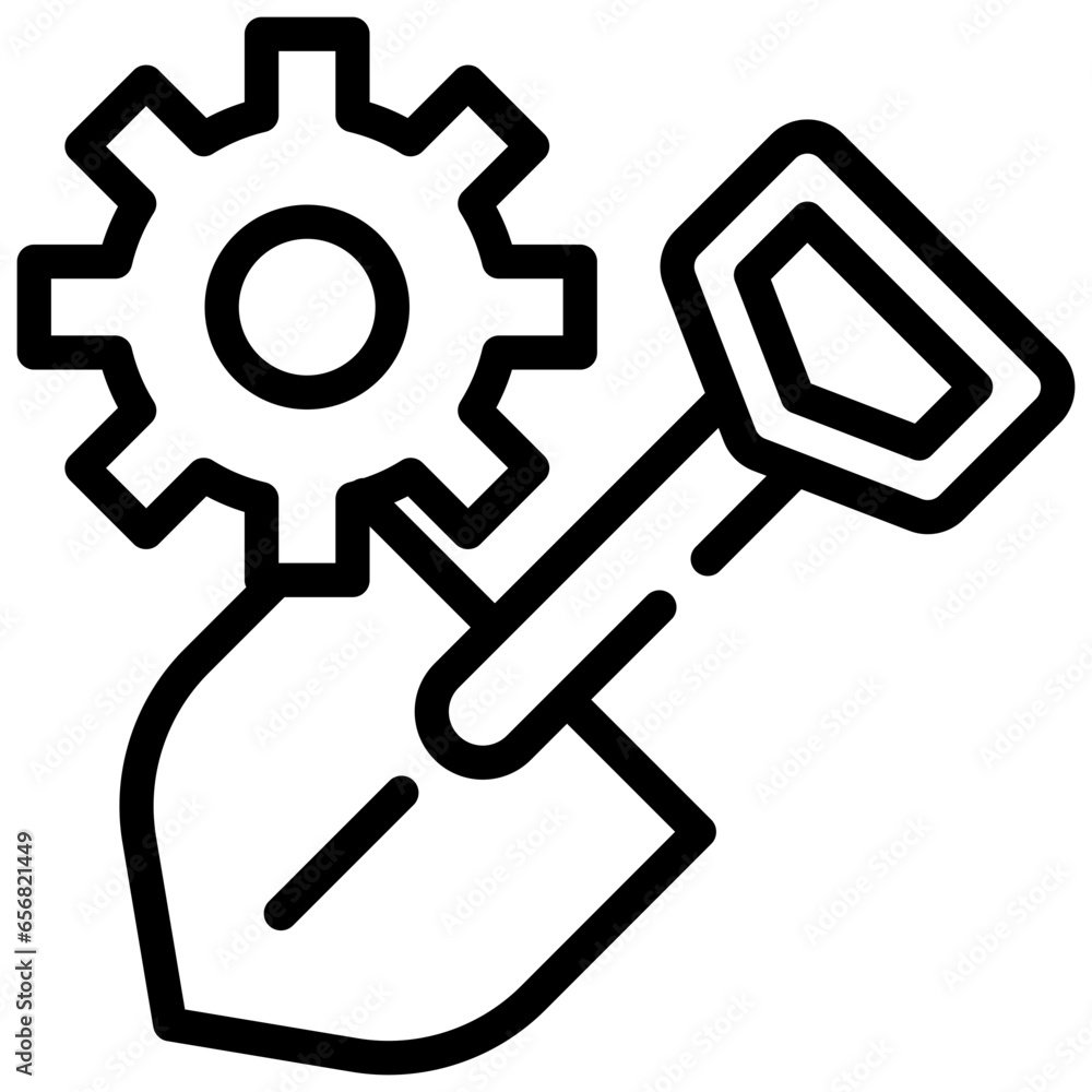 gear cog construction shovel tool work simple line gear cog construction shovel tool work simple line