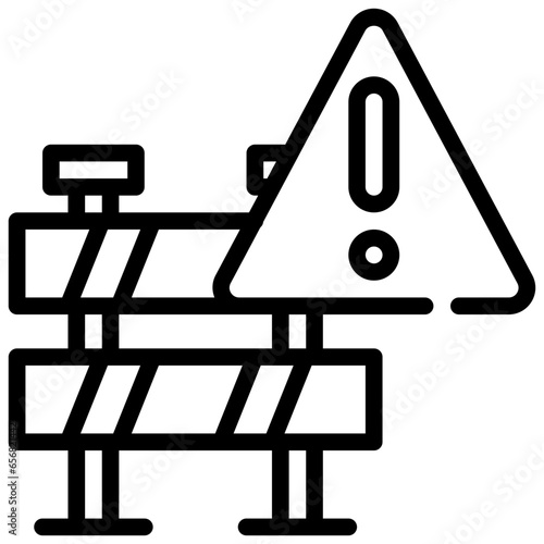 barrier traffic beware alert construction exclamation simple line