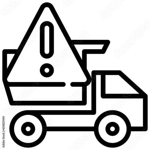 beware truck construction exclamation warning simple line
