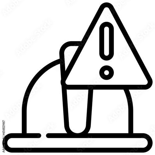 safety hard hat construction beware warning exclamation simple line