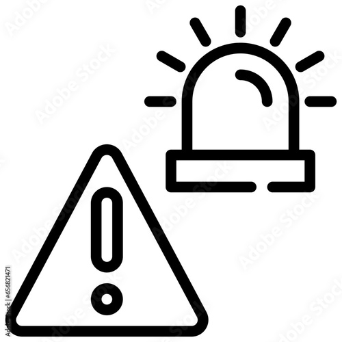 siren light warning beware construction exclamation alert simple line