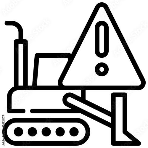 tractor tool beware construction exclamation simple line