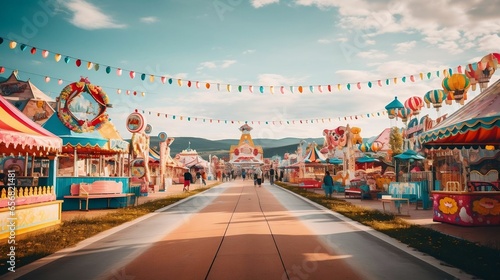 A vibrant carnival with colorful rides and games.cool wallpaper	