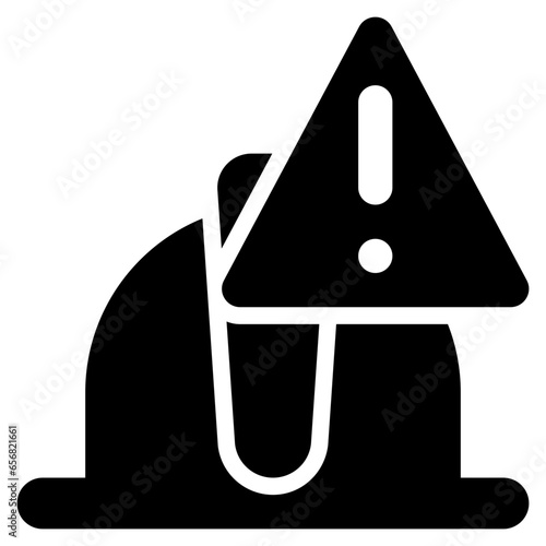 safety hard hat construction beware warning exclamation solid glyph