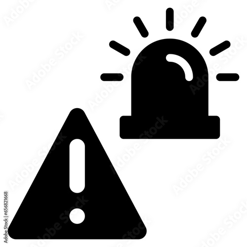 siren light warning beware construction exclamation alert solid glyph