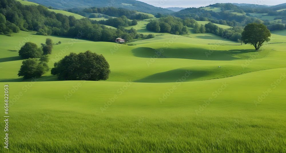 Green wavy meadow. Fields. Green wavy meadow. Fields.