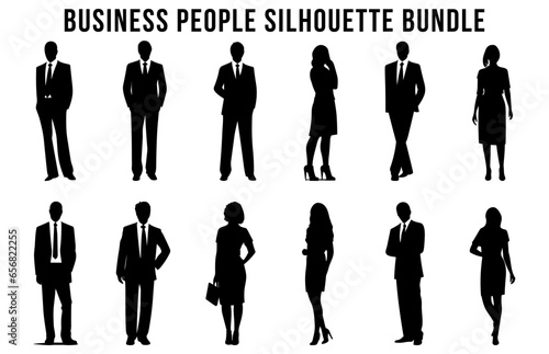 Set of Business people vector silhouettes, Corporate people Black silhouette Bundle