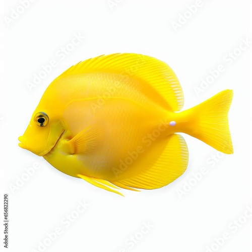 yellow tang fish isolated on white background cutout, Generative AI 