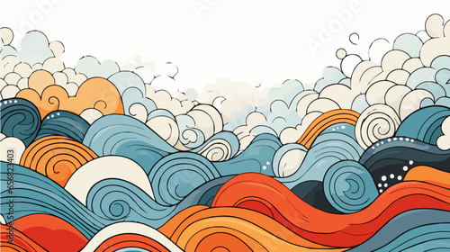 hand paint Seamless doodle simple art. Wave background.