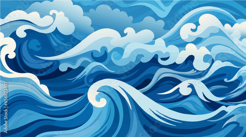hand paint Seamless doodle simple art. Wave background.