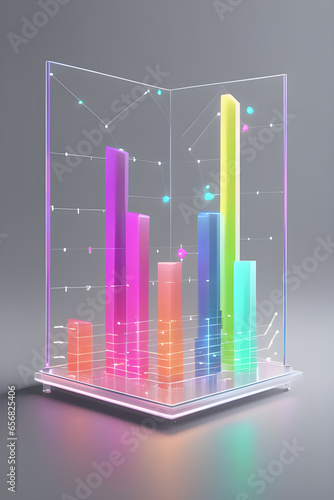Futuristic Levitating Graph Neon Data Symphony